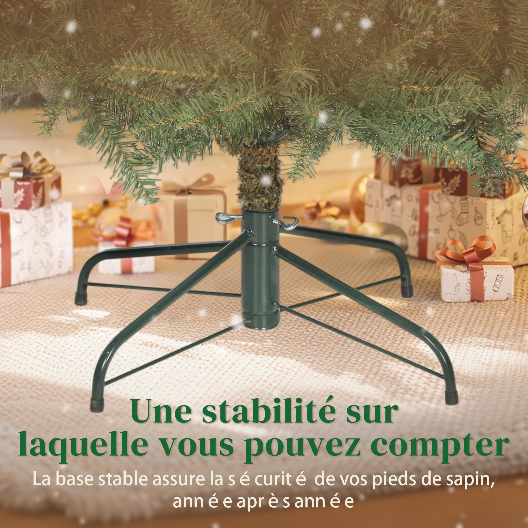 Sapin de Noël artificiel Ø110 x 180H cm 1687 branches épines imitation épicéa grand réalisme vert