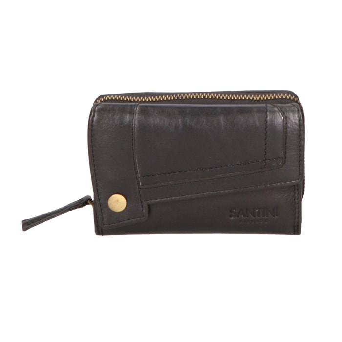 Portafoglio unisex in vera pelle - Modello False - 100% pelle di vacchetta - 14.0 x 9.0 x 3.0 cm