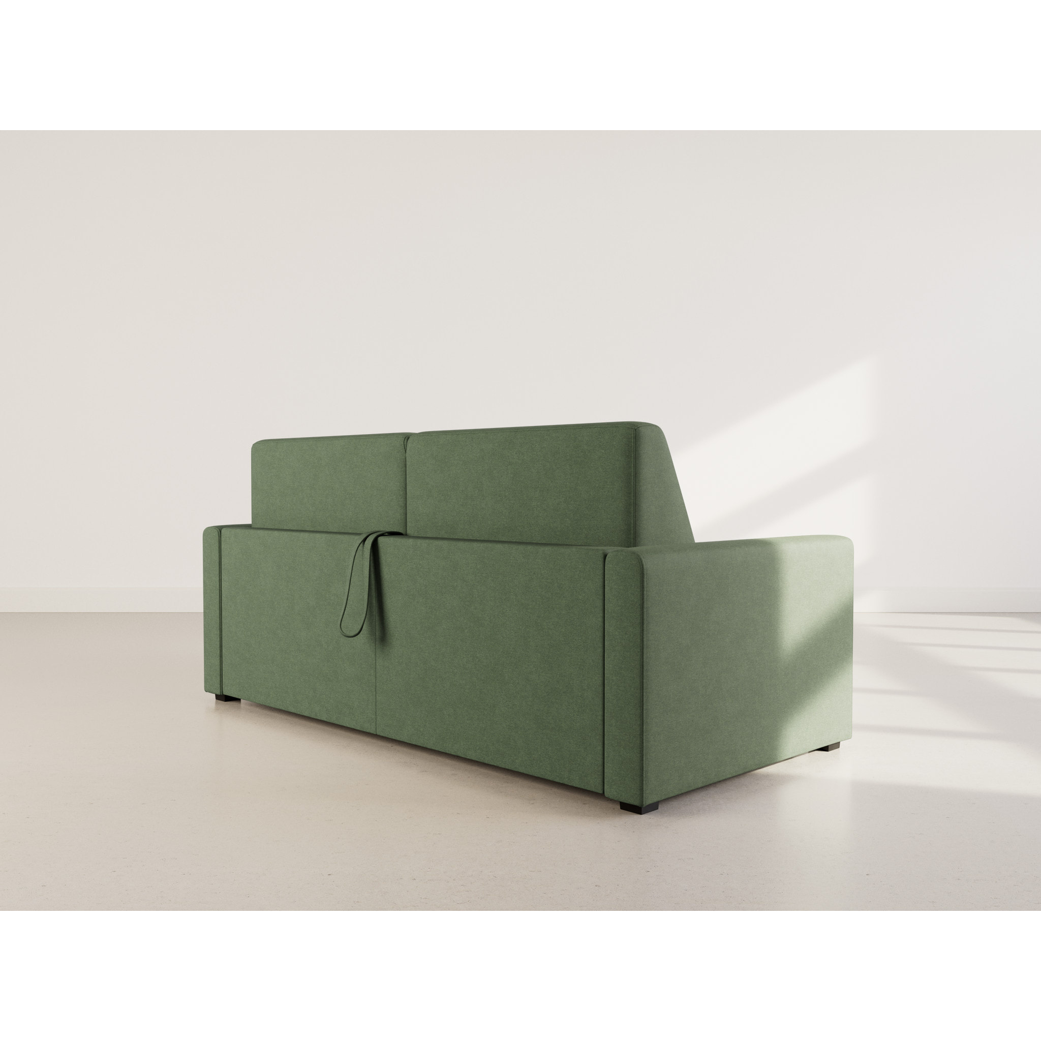 Julia - canapé lit 3 places convertible express couchage quotidien 140 cm matelas 18 cm en tissu - Vert