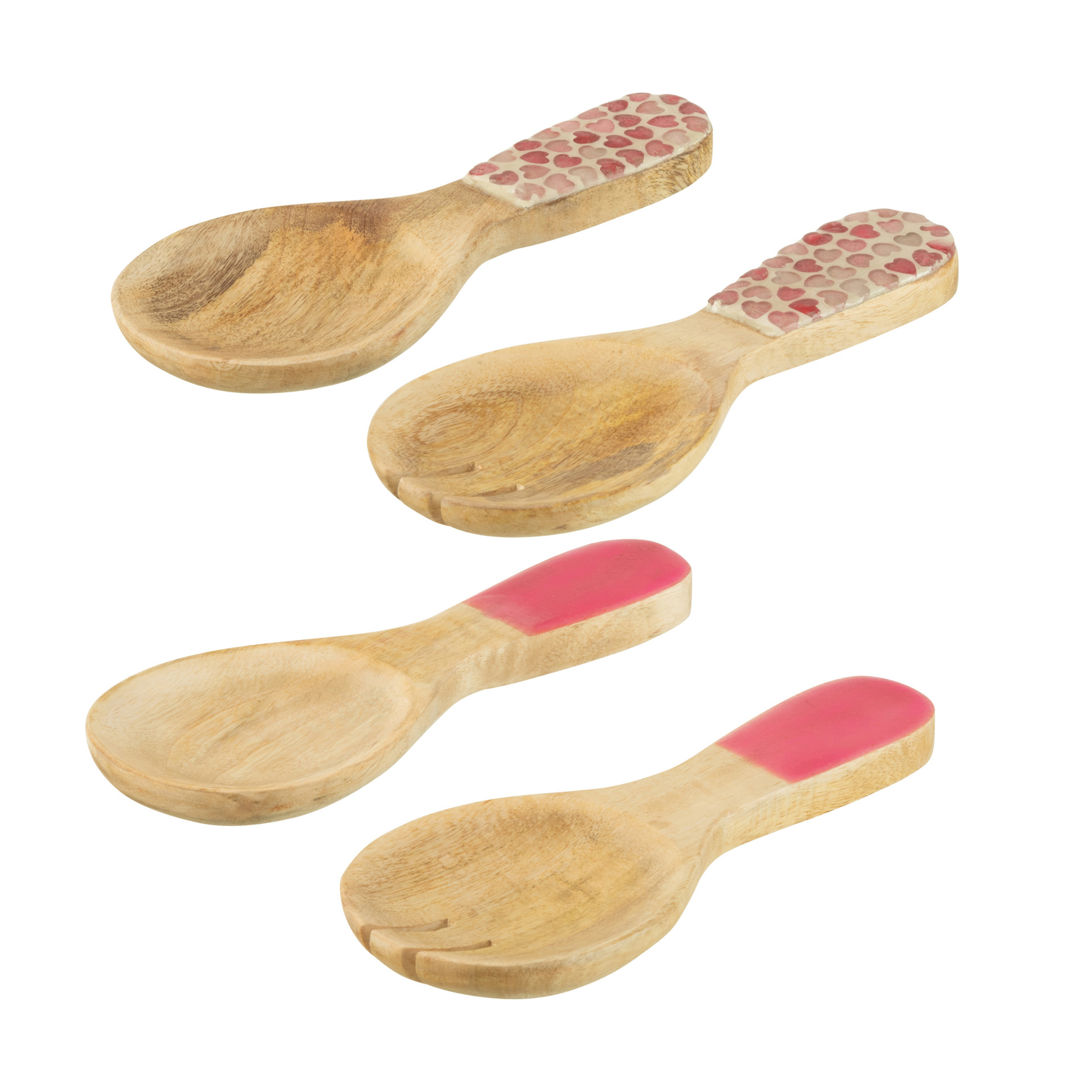 J-Line couvert à salade - bois - rose - 2 sets de 2 pcs