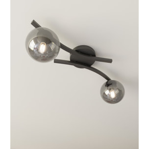 Lampada a sospensione Opus in acciaio nero e vetro grafite