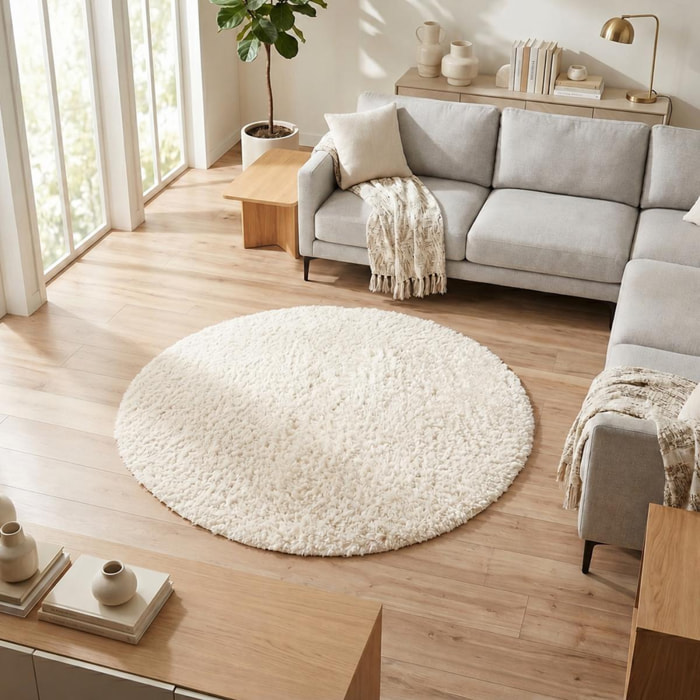 Tapis shaggy tissé motif uni KAFI
