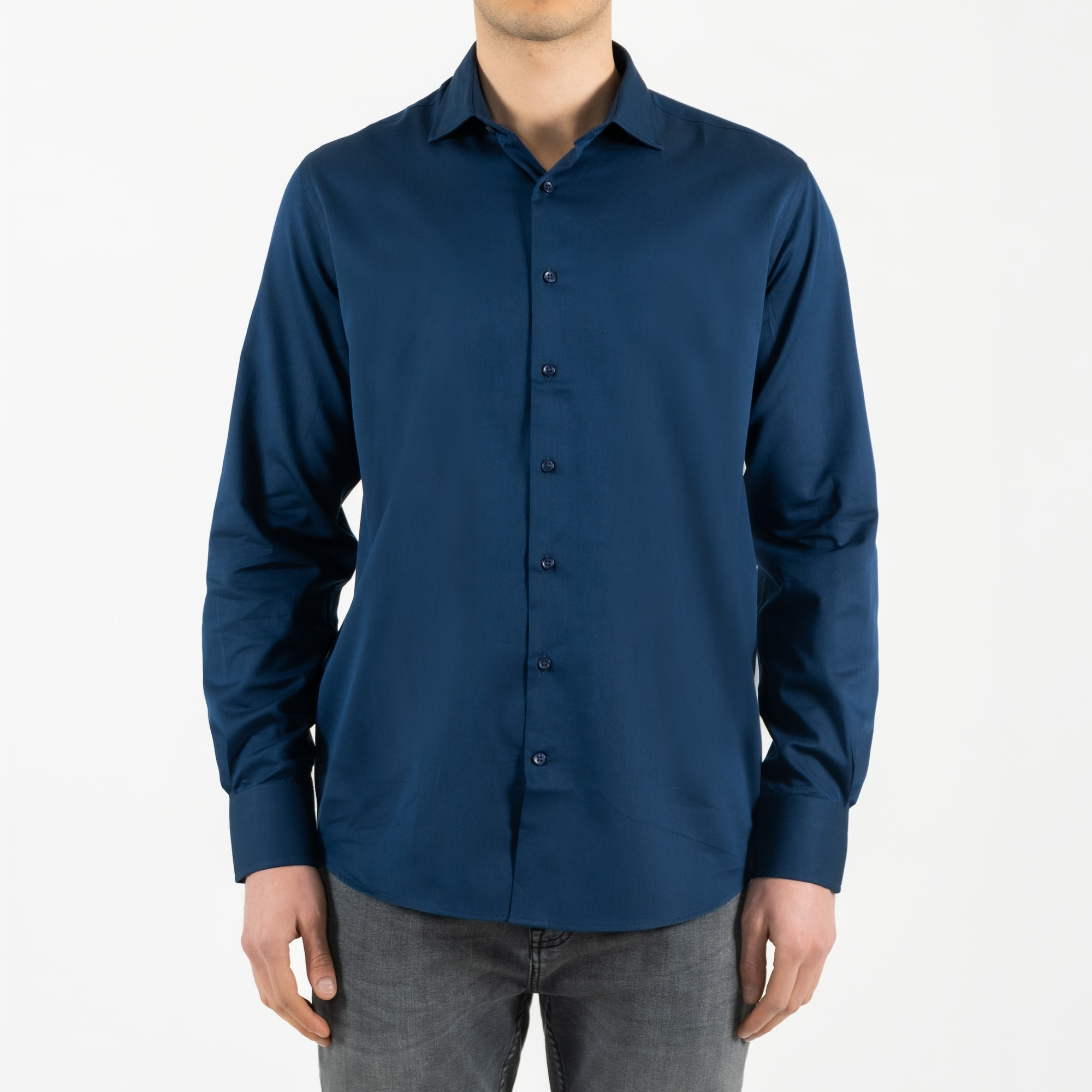 Camicia twill collo francese