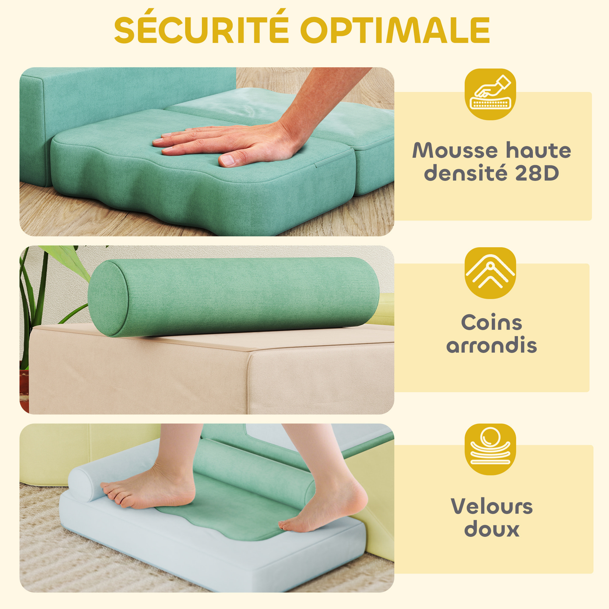 15 blocs de construction en mousse XXL revêtement tissu déhoussable - modules de motricité - multicolore