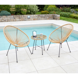 Salon de jardin en acier - 2 places - camel - CARACAS