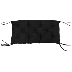 Cojín para Banco con Respaldo Cojín de Palet de 2 Plazas Cojín de Columpio Cojín de Jardín con 6 Cordones de Fijación 100x98x8 cm Negro