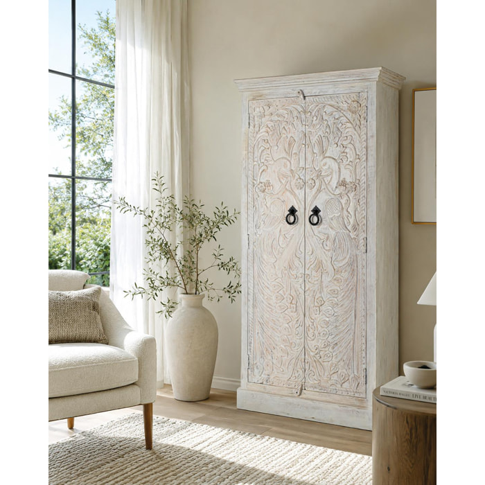 Armario de Madera de Mango 90 Cm Estilo Mediterráneo Moderno