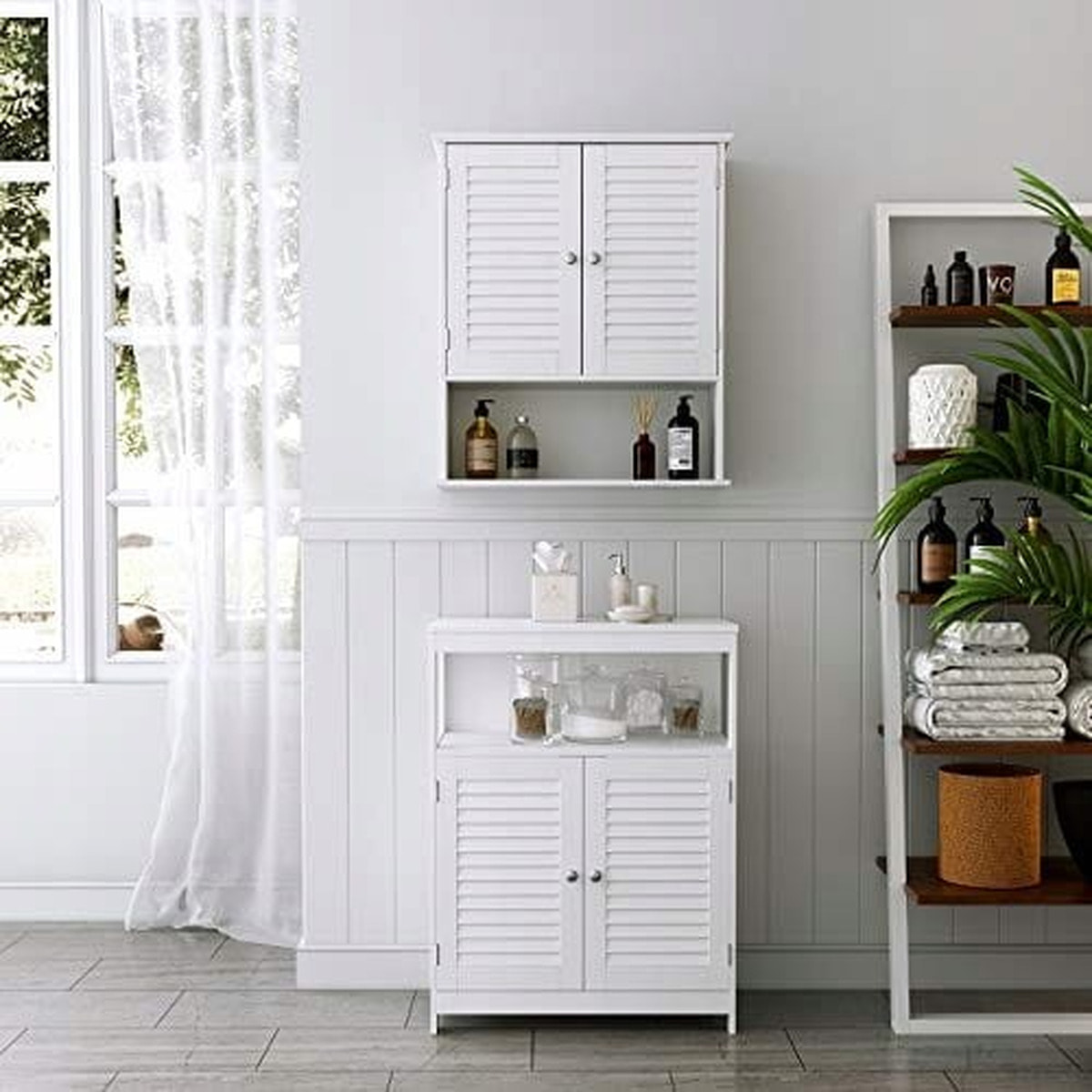 Pensile da bagno bianco BBC27WT con ante a persiana