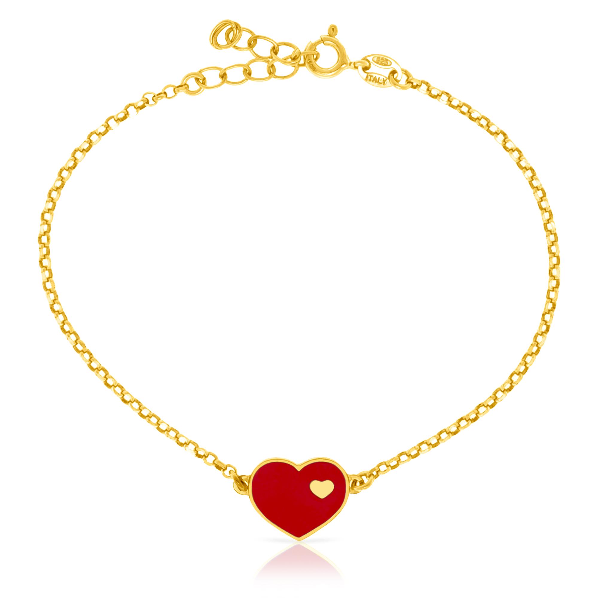 Bracciale in Argento 925 con cuore smaltato