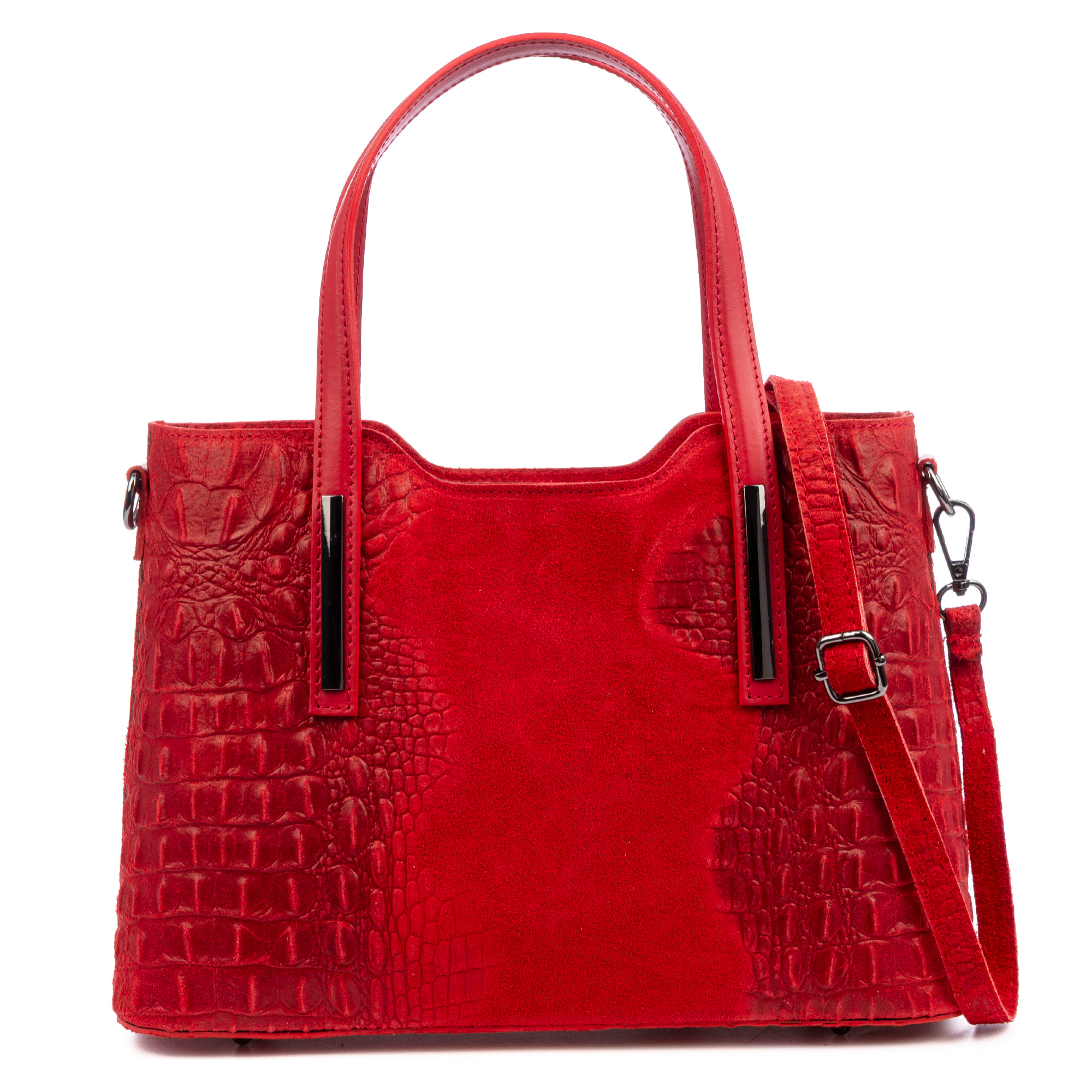 Fiesole borsa tote donna. Pelle autentica scamosciata con stampa coccodrillo.