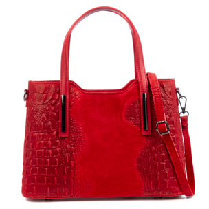 Fiesole borsa tote donna. Pelle autentica scamosciata con stampa coccodrillo.