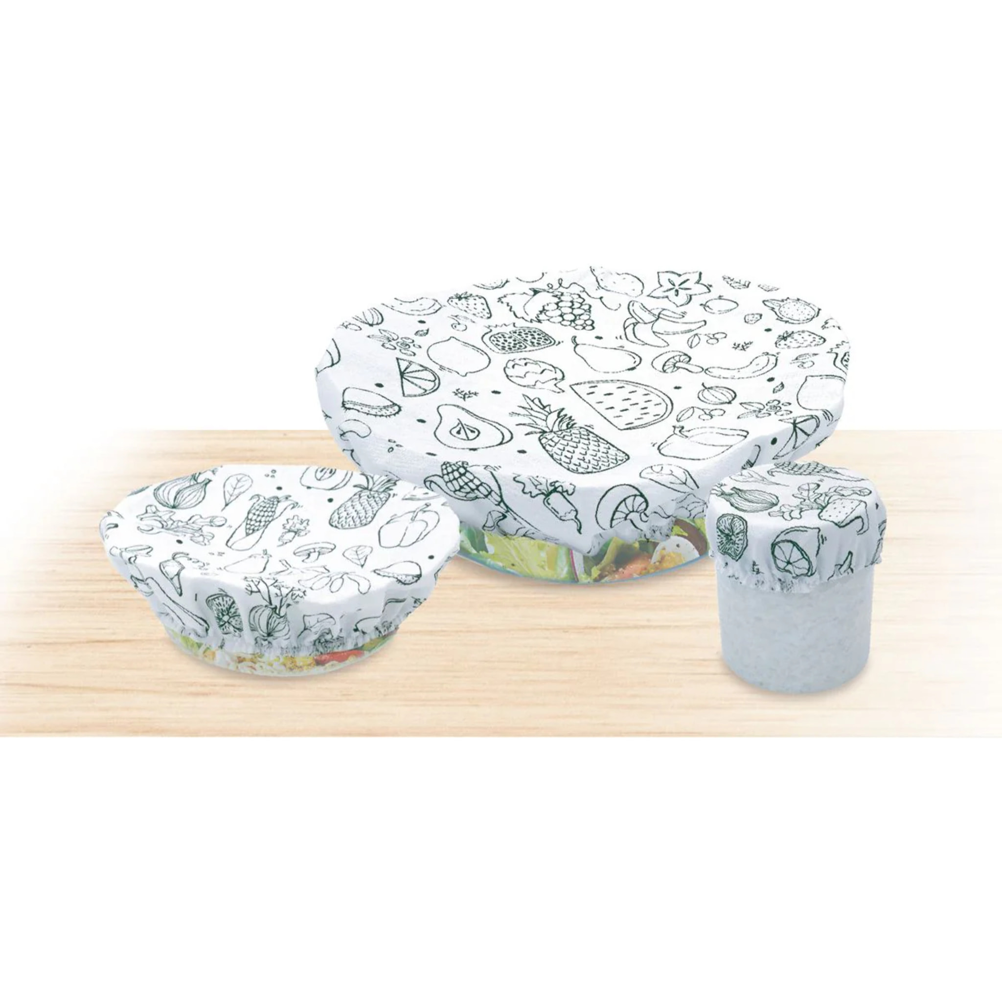 Lot de 3 films étirables réemployables en coton de 8 à 20 cm Fackelmann Nature