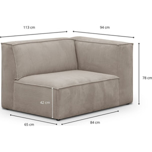 Canapé d'angle à gauche modulable 3 places en velours côtelé - REZIA