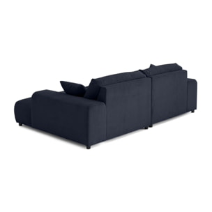 Garance - canapé droit 4 places double méridienne - assise profonde - en velours côtelé - Bleu nuit