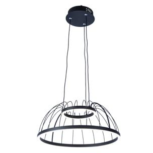 FORLIGHT Colgante Cercle LED 24W Blanco Neutro - 4000K Negro para Interior de Techo en Comedor, Salón, Cocina
