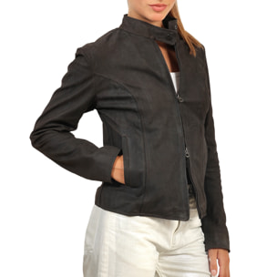 Giubbino in vera pelle di vitello rifinizione dakota Bordeaux-Slim Fit