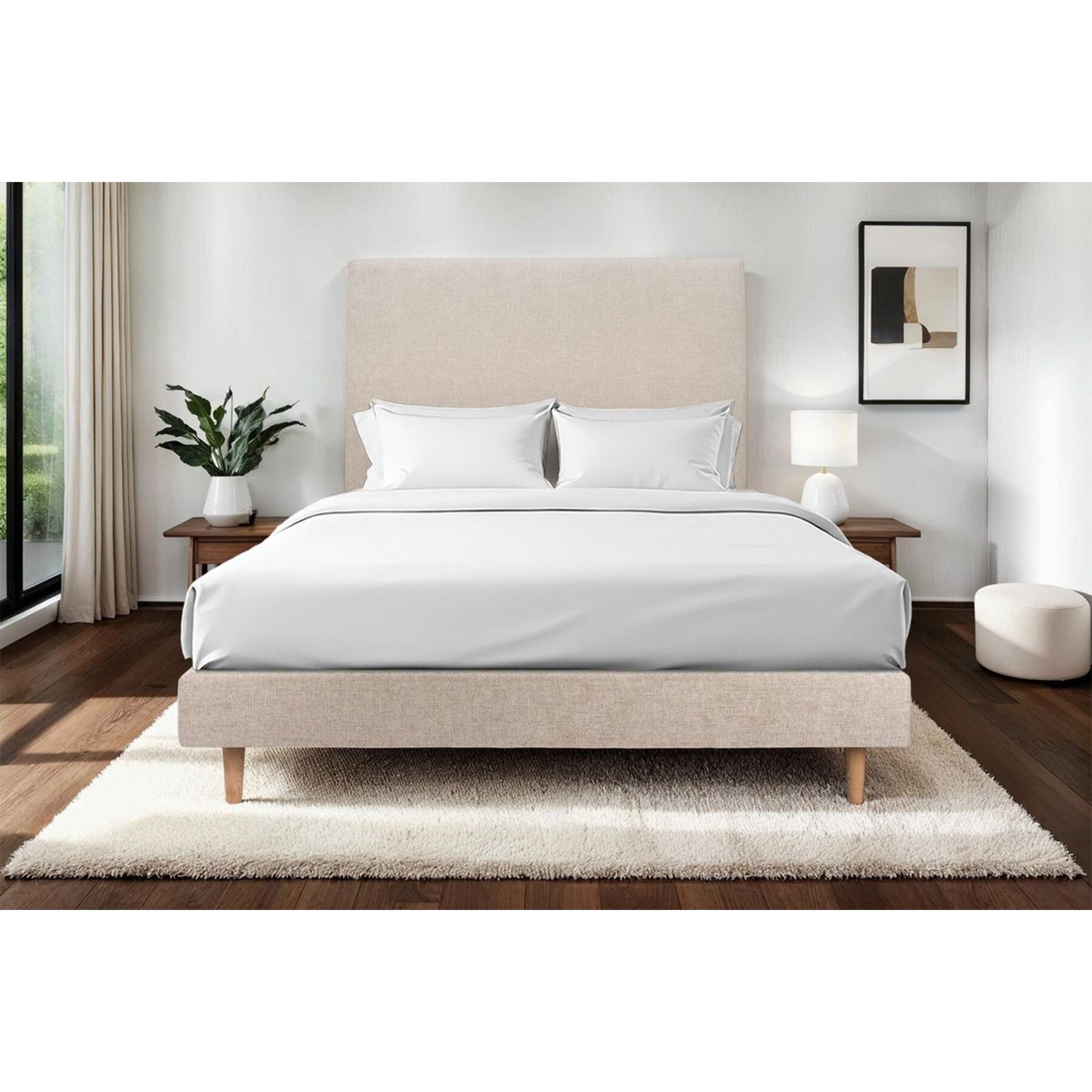 Sommier Tapissier Tissu Ep14 - pieds bois