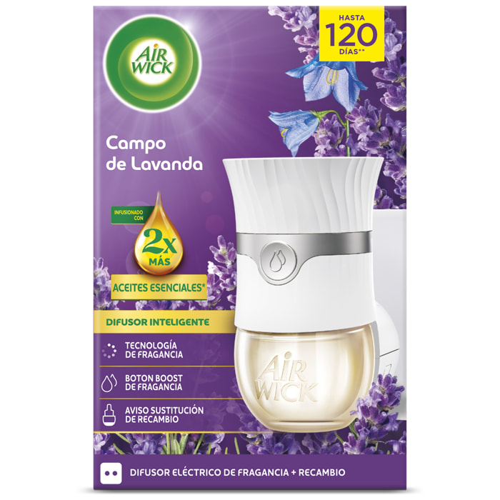 Air Wick Ambientador Eléctrico - Ambientador difusor inteligente con tecnología Anti-Fading con aroma a Lavanda - Aparato y Recambio