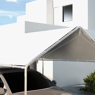 Toile de rechange carport auvent voiture dim. 6L x 3l m tendeurs élastiques inclus PE haute densité blanc