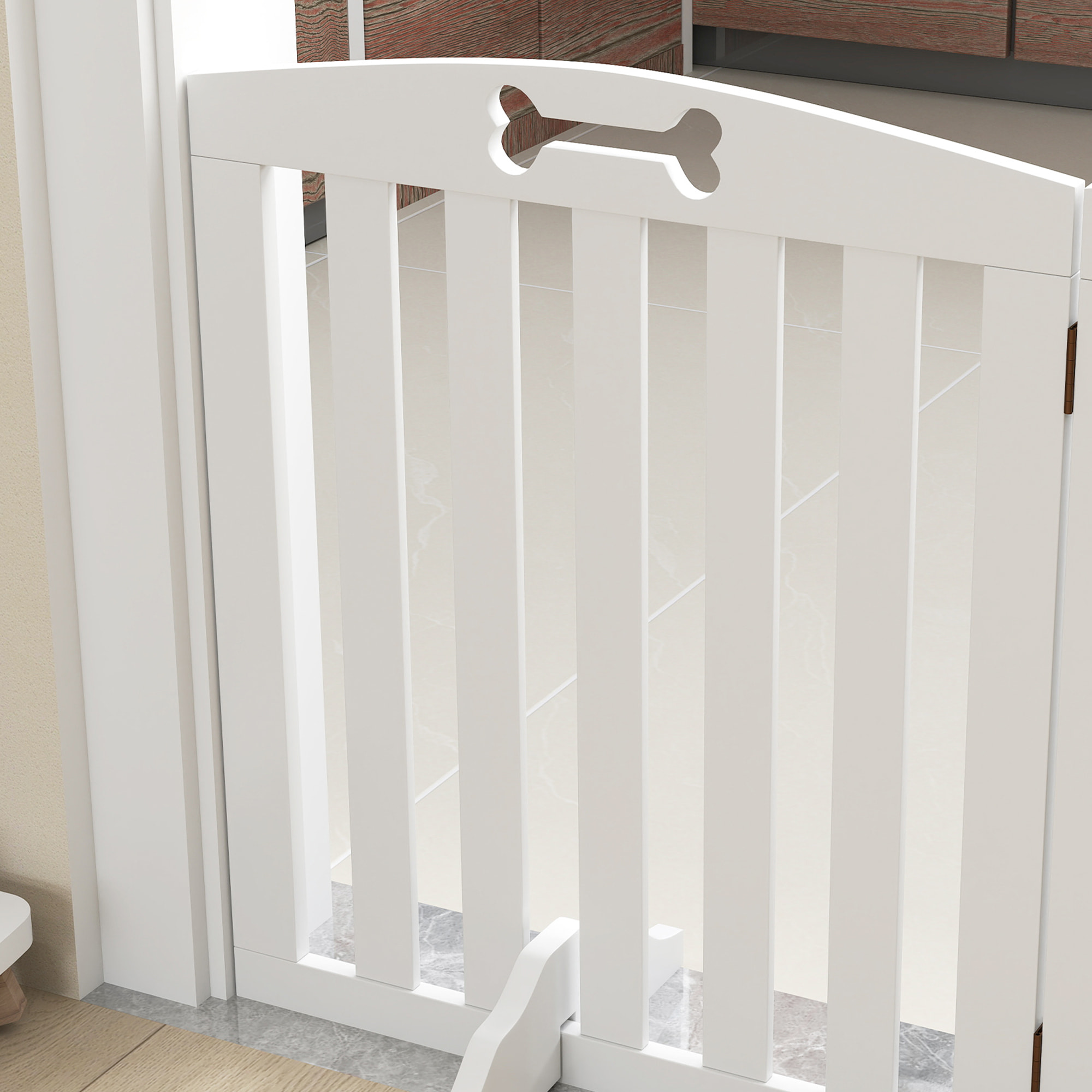 Barrera de Seguridad para Perros Plegable 155 cm, Valla para Perros Pequeños y Medianos de 3 Paneles con Pies Extraíbles, Puerta de Seguridad para Mascotas, para Escalera, Pasillo, Blanco