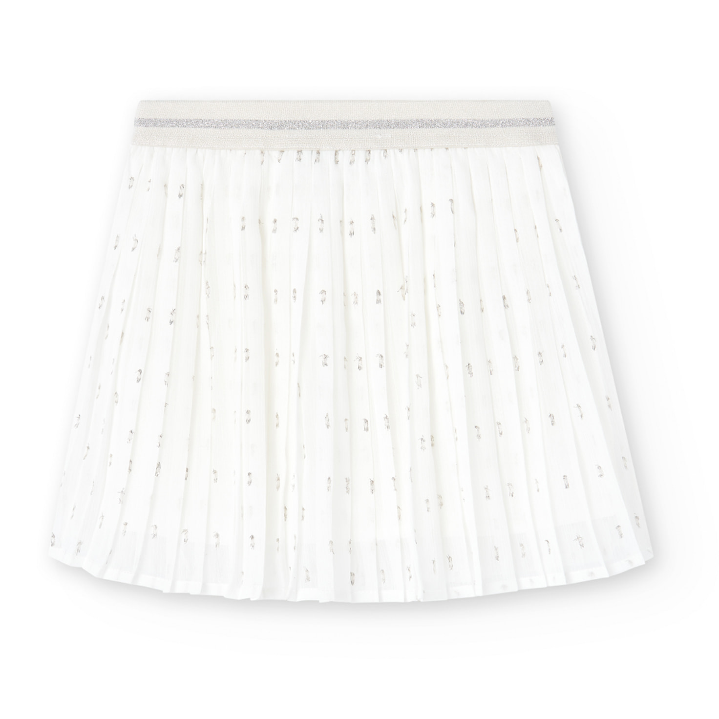 Falda plisada para niña en gasa lisa de color blanco