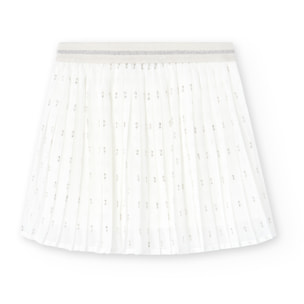Falda plisada para niña en gasa lisa de color blanco