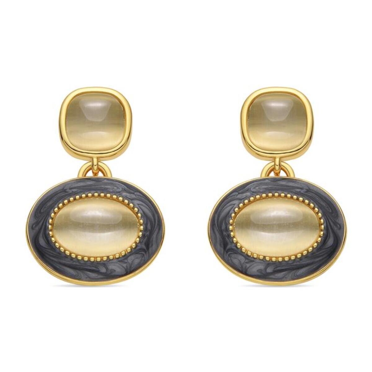 Pendientes con Ojo de Gato acabado oro 18k