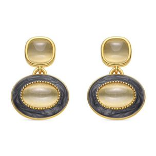 Pendientes con Ojo de Gato acabado oro 18k