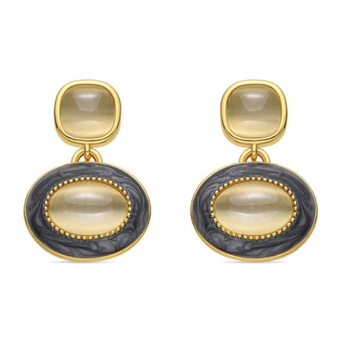 Pendientes con Ojo de Gato acabado oro 18k
