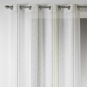Voilage Design en Etamine à Rayures Verticales - Vert tilleul
