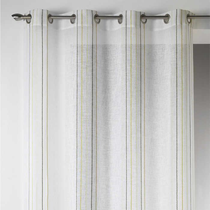 Voilage Design en Etamine à Rayures Verticales - Vert tilleul