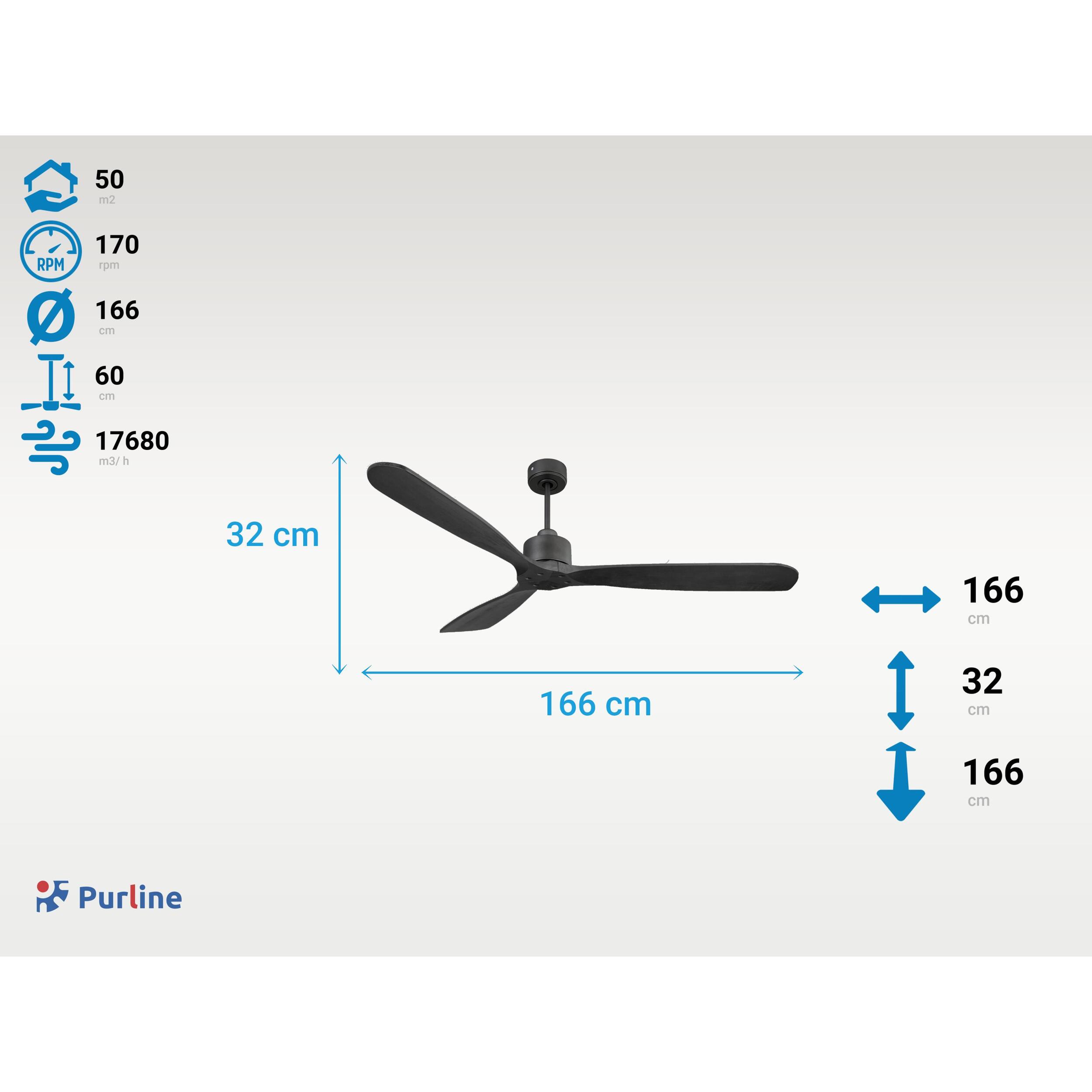 Ventilateur de plafond Réversible  Thermostat Wifi Moteur à courant continu Toits en pente Télécommande Hypersilence Mémoire FullWood