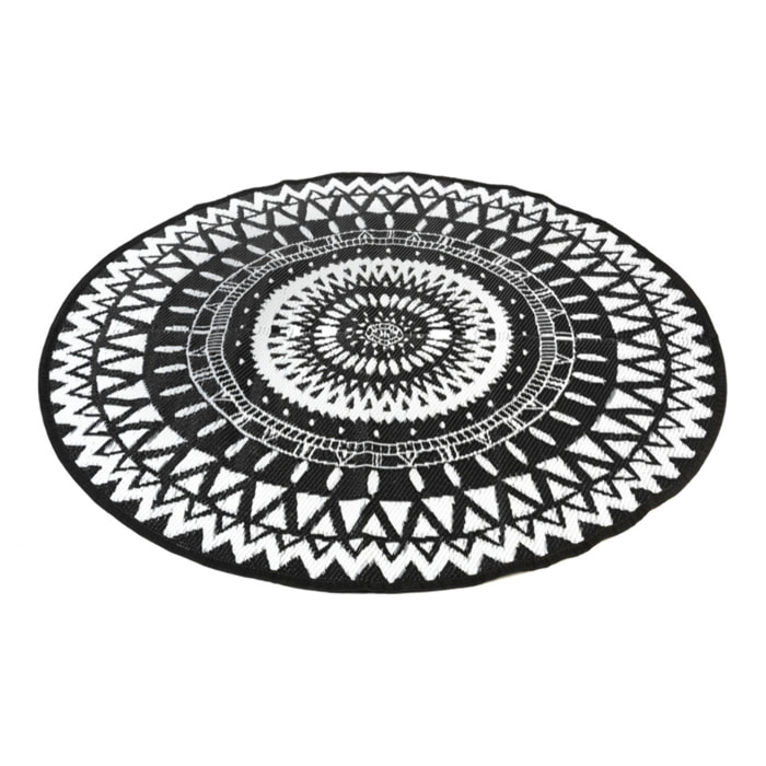 Tapis extérieur Maori Ø150cm noir