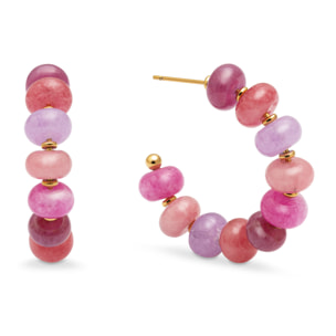 Boucles d'Oreille Rosé Stones Acier Plaqué Or