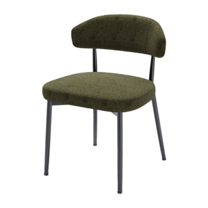 Lot de 2 chaises de salle à manger en velours vert & métal noir