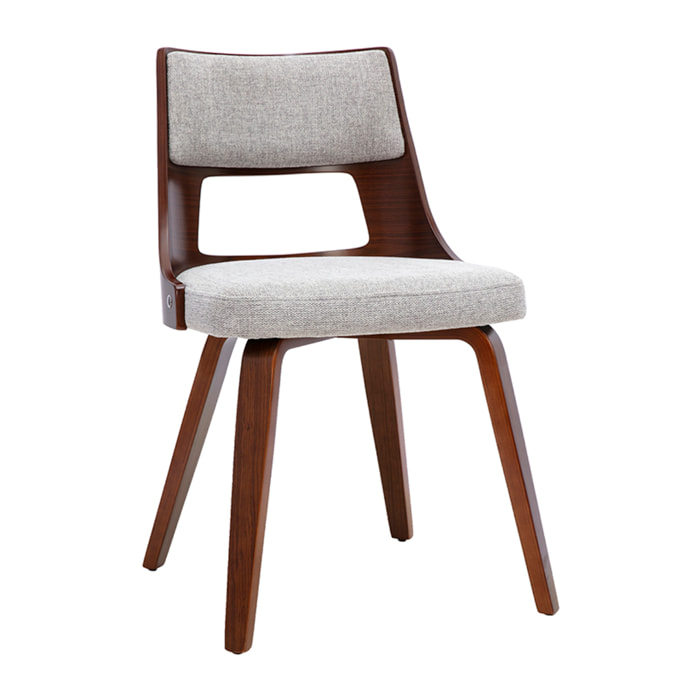 Chaise scandinave en tissu effet velours texturé gris et bois foncé GARBO