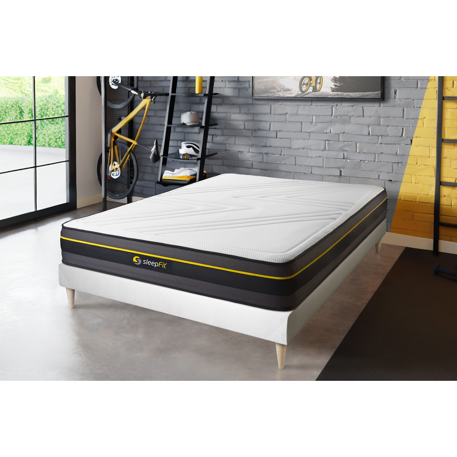Ensemble matelas ACTIVE + sommier kit blanc