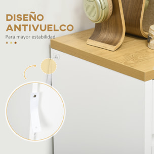 Cómoda 4 Cajones, Cómoda Dormitorio sin Tiradores, Cajonera para Salón, Oficina, Estilo Moderno, 70x37x75 cm, Blanco