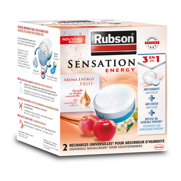 Pack de 2 - Rubson - Recharge Sensation 3En1 Aroma Energy Fruit Lot De 2 Recharges