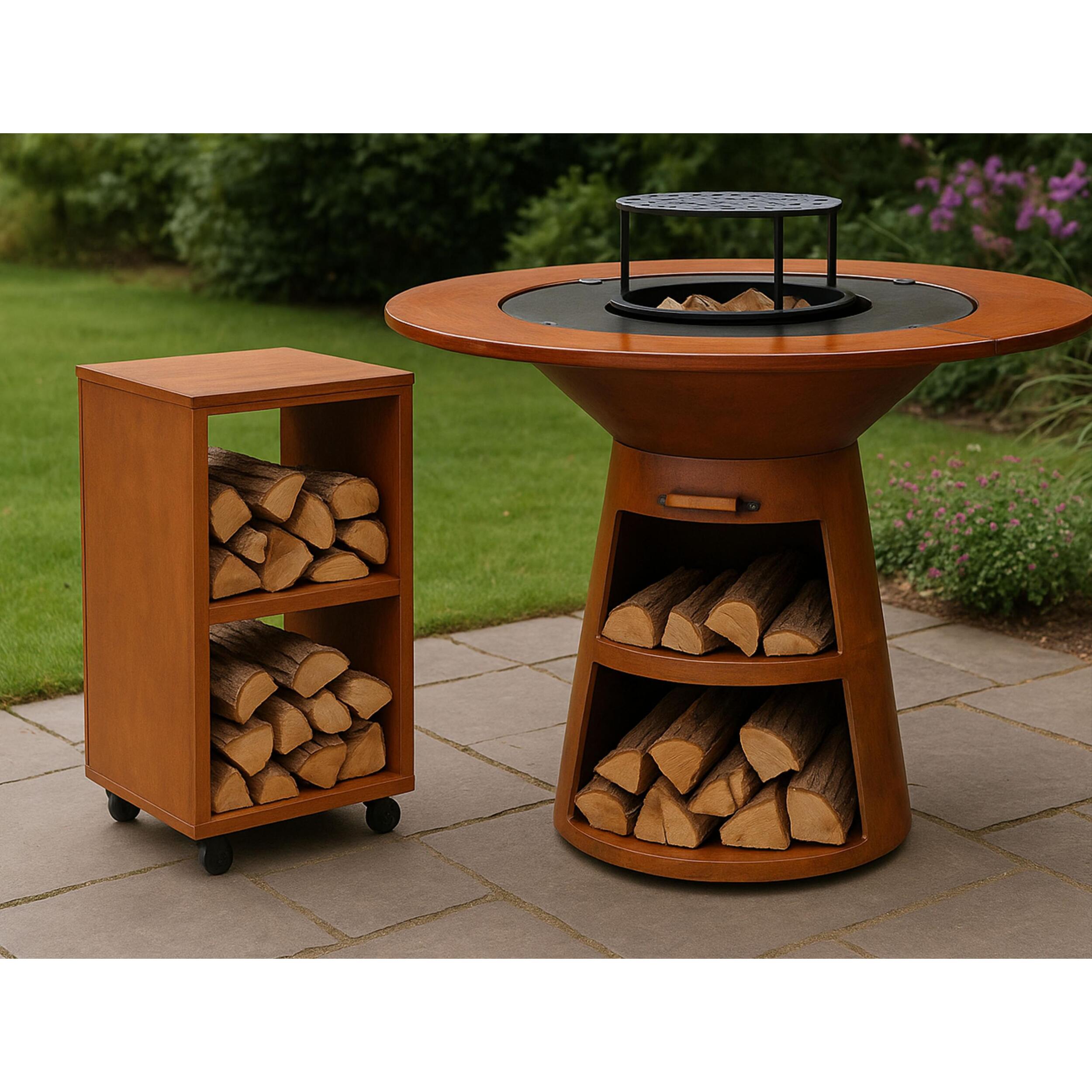 Table d'appoint pour barbecue en acier corten