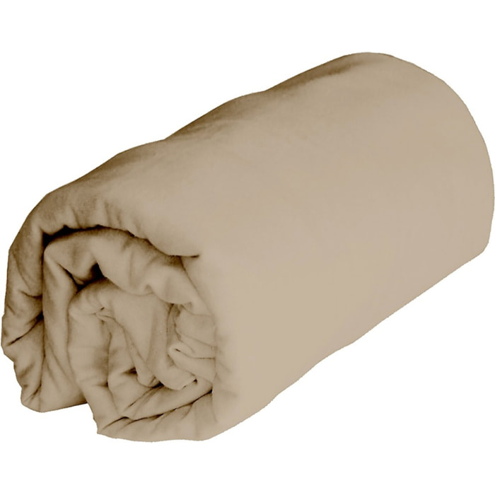 Drap housse 100% flanelle de coton 160 gr_ficelle