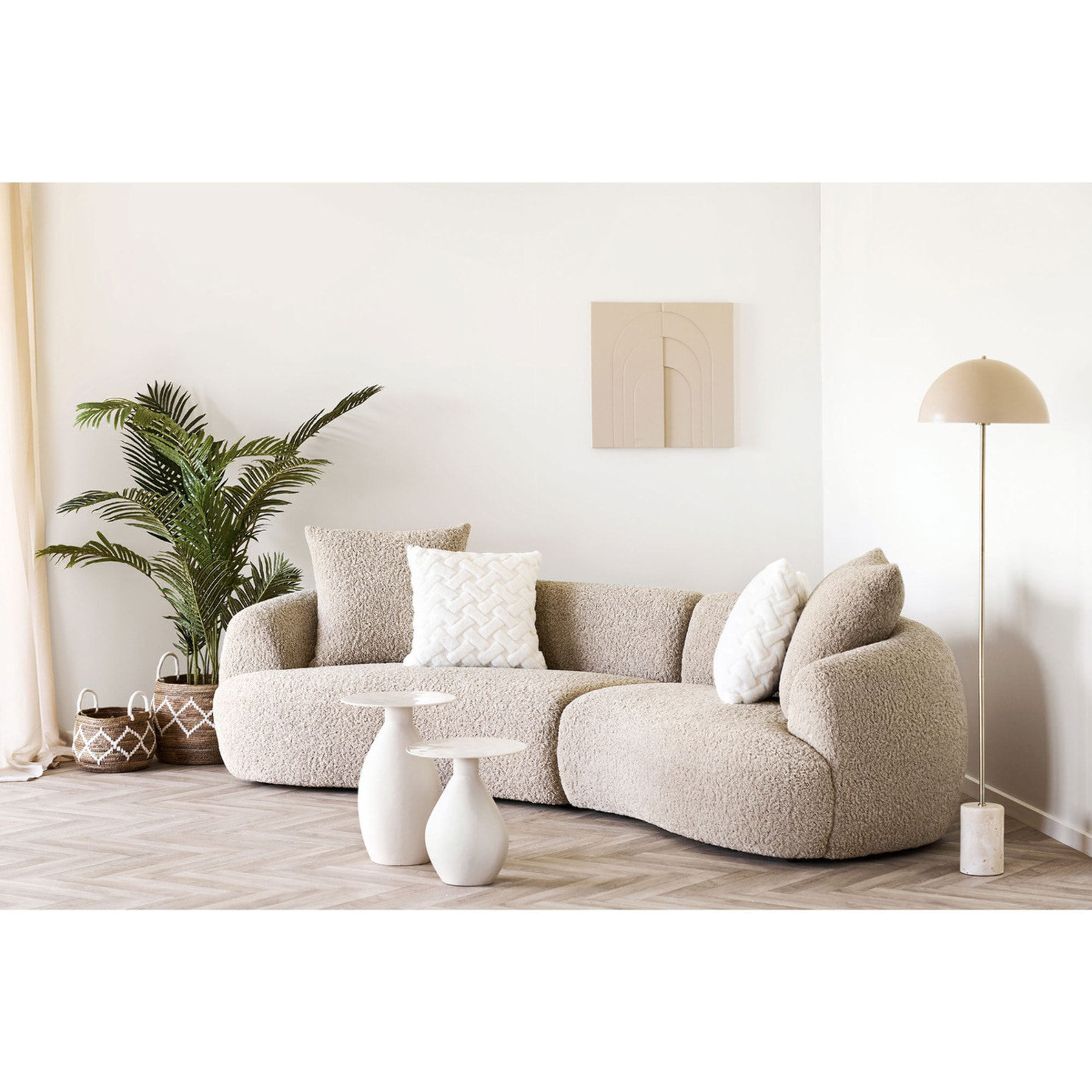 Tavolino d'appoggio Calais in metallo smaltato bianco sporco ø36×40 cm