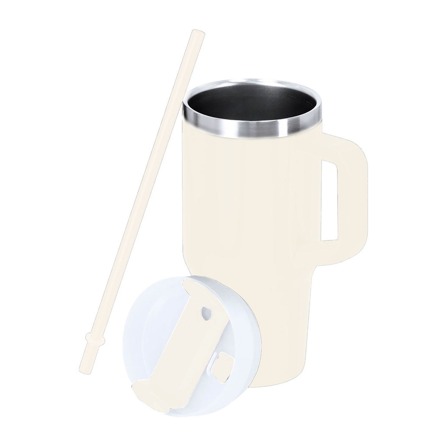 Taza térmica en Acero Inox Reciclado de doble pared y 450 ml de capacidad. Con tapadera de cierre a presión con orificio para beber y tapa deslizante para pajita.
