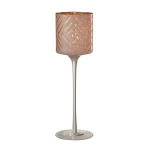 J-Line photophore Sur Pied Zigzag - verre - saumon - large