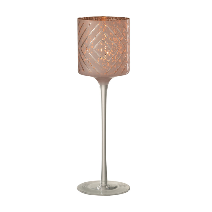 J-Line photophore Sur Pied Zigzag - verre - saumon - large