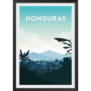 Affiche Voyage en Honduras Affiche + cadre en bois - Noir