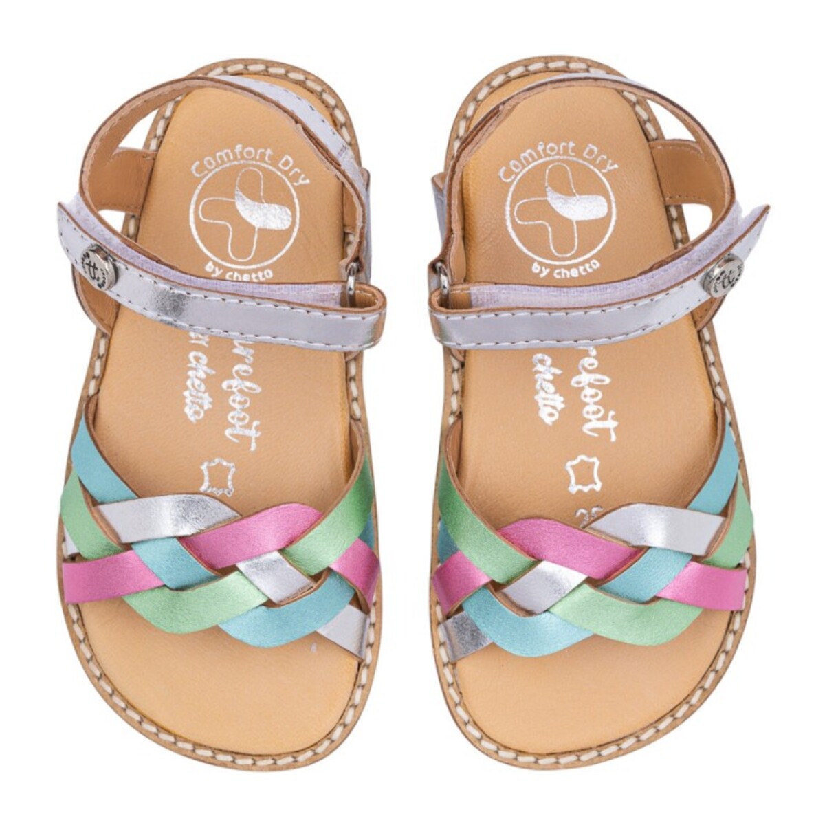 SANDALIA BAREFOOT PIEL CHETTO TRENZADA PLATA