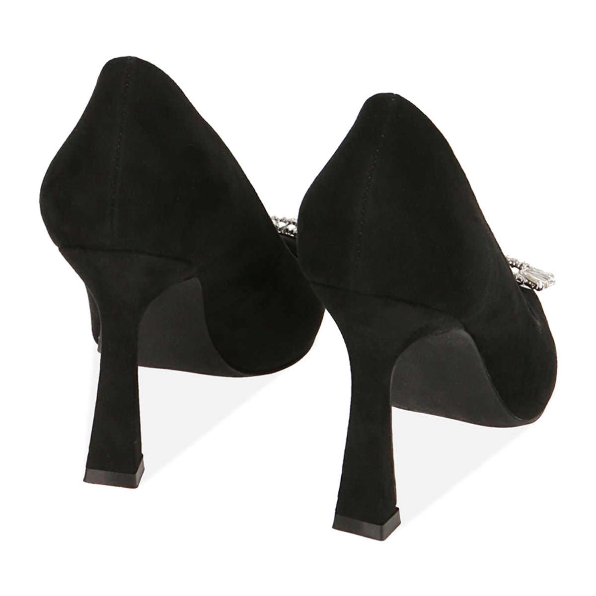 Décolleté gioiello nere in microfibra, tacco 9,5 cm