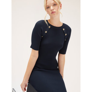 Motivi - Vestido de punto con detalle de botones - Azul