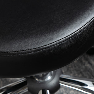 HOMCOM Tabouret de massage - tabouret de travail pivotant 360° - assise réglable 49-64H cm, dossier ergonomique - métal chromé revêtement synthétique noir